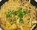 筍と塩麹豚のガリバタ醤油スパゲッティ作り方9写真