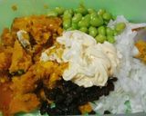 カボチャと玉ねぎと枝豆と干しぶどうサラダ作り方3写真