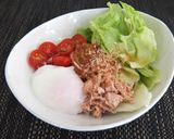 ツナ＆なめ茸＆野菜の温玉載せ冷やしうどん作り方6写真
