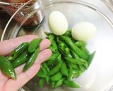 スナップエンドウと卵の甘味噌和え作り方2写真