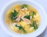 鶏皮のゆで汁で作る水菜の中華スープ作り方7写真