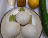 蕪の浅漬けとキューリのレモマヨネーズ和え作り方1写真