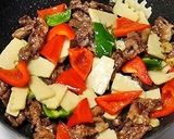 定番筍料理⑦ カラフル青椒牛肉片作り方5写真