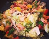 鮭と野菜の土手焼きご飯作り方8写真