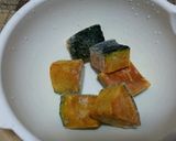 箸休めに、甘め一品！カボチャごま茶巾作り方1写真