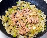 カフェ飯＠ツナと長葱のガーリック醤油スパ作り方5写真