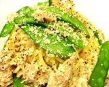 絹さやとツナの豆腐マヨパスタ作り方4写真