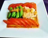 スナップエンドウと蒸し鶏のにんにくソース作り方5写真