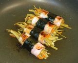 キャラ弁♥金平海苔ベーコンくるくる巻き♡作り方3写真
