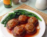 セロリの葉いりの椎茸肉詰め蒸し作り方9写真