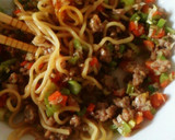 簡単！ひき肉とネギで油そば風☆やきそば作り方5写真