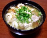 超簡単☆鶏肉たっぷりそば米汁作り方9写真
