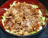 超簡単　豚薄切り肉うま焼き肉スタミナ丼作り方6写真