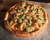 そら豆と照り焼きチキンチーズのピザ作り方12写真