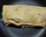 薄揚げで千切りキャベツを挟んで焼く作り方3写真