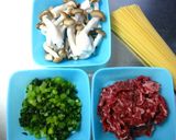 あっさり和風de牛肉＆野沢菜パスタ☆作り方1写真