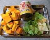 かぼちゃとミックスビーンズのトマト煮作り方1写真