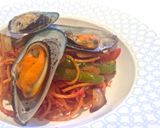 ナポリタンスパゲティ　ムール貝を添えて。作り方5写真