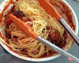 夏野菜パスタ☆たっぷりナスのトマトソース作り方8写真