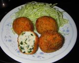 鶏ひき肉とほうれん草のチーズボールフライ作り方4写真
