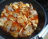 鶏肉ときのこのトマトジュースクリーム煮作り方5写真