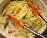 牛乳でアスパラとベーコンのクリームパスタ作り方11写真