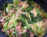 簡単！小松菜とウィンナー☆めんつゆパスタ作り方7写真