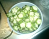豆腐としば漬けとオクラのサラダ作り方1写真
