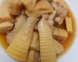 鶏もも肉と水煮タケノコの煮物作り方9写真