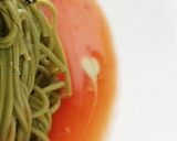 冷たいトマトだしで茶そば作り方6写真