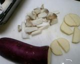 簡単♬エリンギとさつまいもの炊き込みご飯作り方1写真
