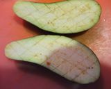 自家製鶏みそで茄子のチーズボートおつまみ作り方3写真