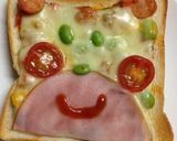 笑顔広がる☆くまさんピザトースト作り方6写真