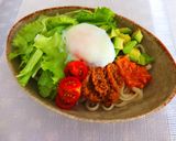 ツナ＆なめ茸＆野菜の温玉載せ冷やしうどん作り方8写真
