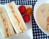 鮭フレークと卵ときゅうりのサンドイッチ作り方3写真