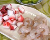 おつまみに♡*エビタコ空豆の一口揚げ*作り方1写真