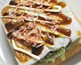 ふわふわ食感のお好み焼き風チーズトースト作り方3写真