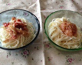 簡単涼麺☆明太子と梅おかかの変り素麺二種作り方4写真