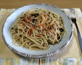 ★簡単パスタ①【焙煎ごまスープとツナ缶】作り方3写真