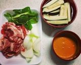 豚バラと夏野菜のコチュマヨ炒め作り方1写真