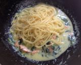 鮭とほうれん草のクリームパスタ作り方7写真