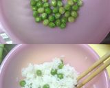 ウサピラフ弁当♪ウィズグリーンピースご飯作り方1写真