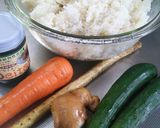 根菜とキューリのヘルシーチャーハン作り方1写真