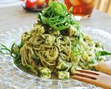 三つ葉のアンチョビソース塩昆布冷製パスタ作り方2写真