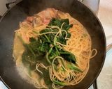 あさりとベーコンほうれん草のスープパスタ作り方6写真