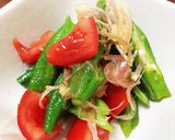 オクラトマトとみょうがのごまポン酢作り方4写真