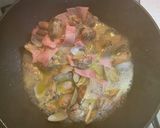 あさりとベーコンほうれん草のスープパスタ作り方4写真