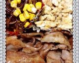 簡単弁当(焼肉と焼きば)作り方2写真