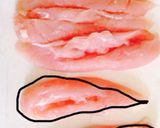 ヘルシー♪ささみの梅しそチーズロール作り方1写真