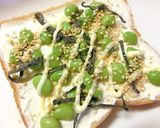 山葵風味☆クリチ*枝豆*塩昆布のトースト作り方4写真
